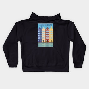 Amsterdam, Holland, Travel Poster Kids Hoodie